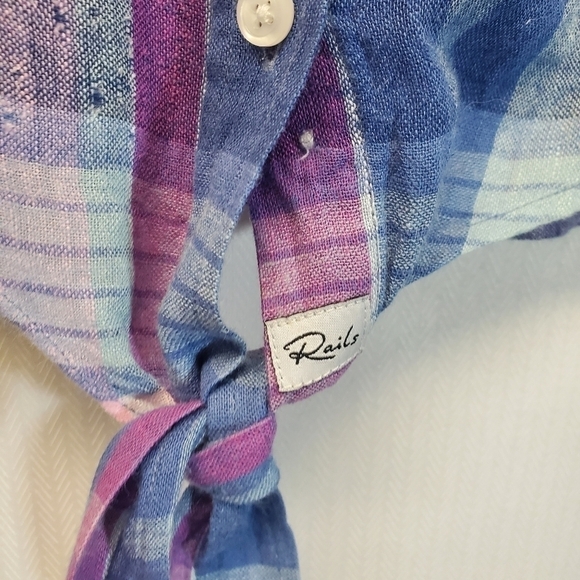 Rails Linen Plaid Tie Front Shirt -> Rails linen plaid tie front shirt - Picture 4 of 9